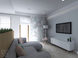 Mieszkanie na Kwiatowej II 1 - Mały biały salon z tarasem / balkonem, styl skandynawski - zdjęcie od Studio Soko