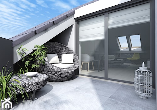 Apartament II Zalesie - Średni z meblami ogrodowymi taras na dachu - zdjęcie od Studio Soko