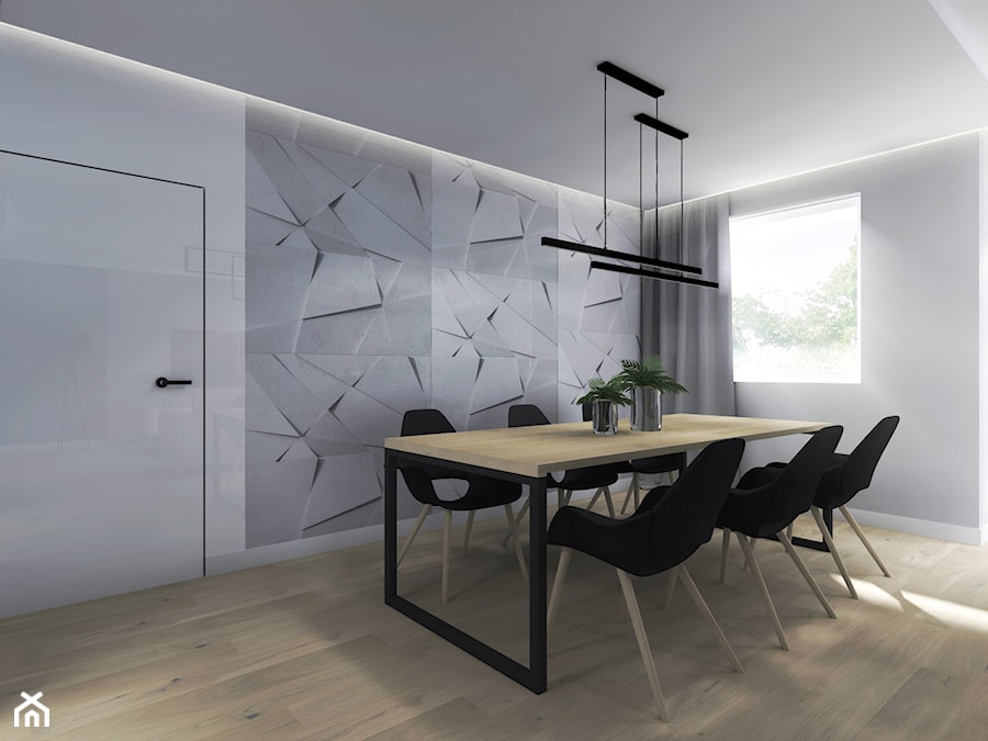 Dom W Chojnowie - Duża biała jadalnia jako osobne pomieszczenie, styl nowoczesny - zdjęcie od Studio Soko