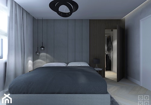 Dom Lubin - Średnia szara sypialnia z garderobą, styl nowoczesny - zdjęcie od Studio Soko