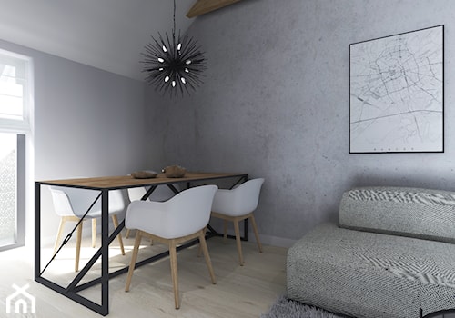 Apartament II Zalesie - Średnia szara jadalnia w salonie, styl skandynawski - zdjęcie od Studio Soko