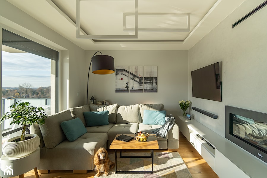 Mieszkanie Lubin - Średni biały szary salon, styl nowoczesny - zdjęcie od Studio Soko