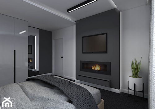 Dom W Chojnowie - Średnia biała szara sypialnia, styl nowoczesny - zdjęcie od Studio Soko