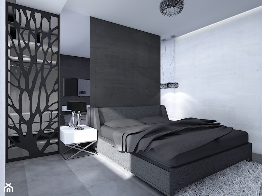 Dom na Słowiańskiej - Średnia biała szara z biurkiem sypialnia, styl nowoczesny - zdjęcie od Studio Soko