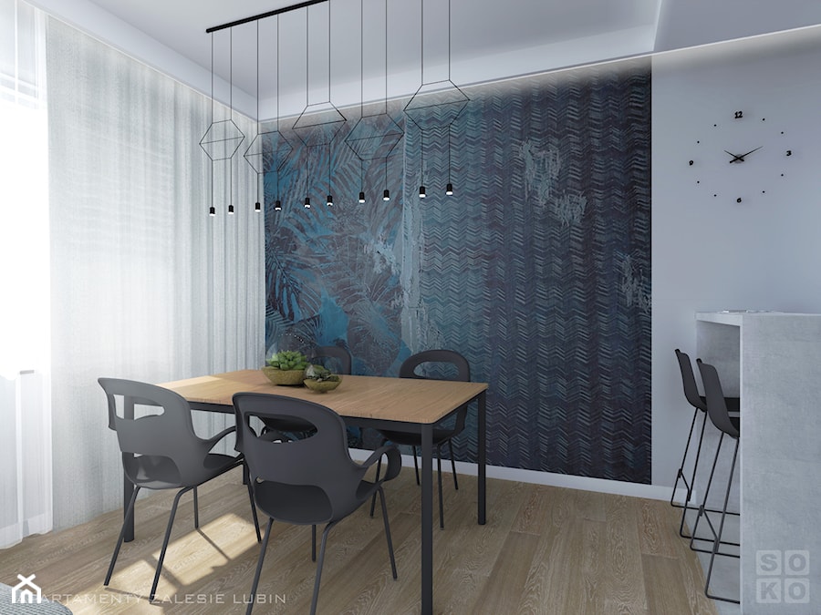 Apartament Zalesie - Mała szara jadalnia jako osobne pomieszczenie, styl nowoczesny - zdjęcie od Studio Soko