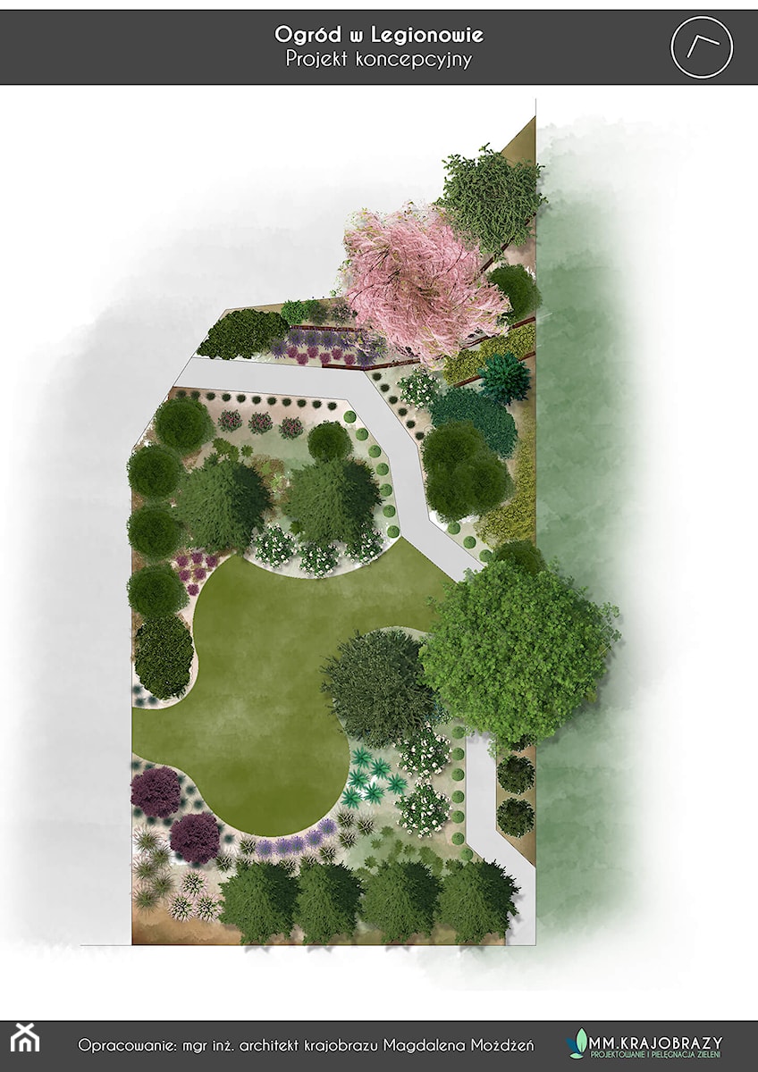 Projekt koncepcyjny ogrodu w Legionowie - Salon ogrodowy - zdjęcie od MM.Krajobrazy - Magdalena Możdżeń