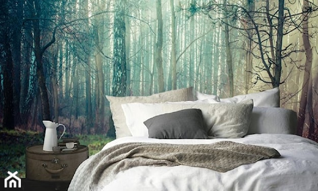 fototapeta z lasem w sypialni