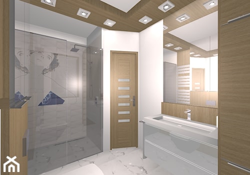 metamorfoza wnetrza domu jednorodzinnego - Średnia na poddaszu bez okna z lustrem łazienka, styl nowoczesny - zdjęcie od komplet-studio design