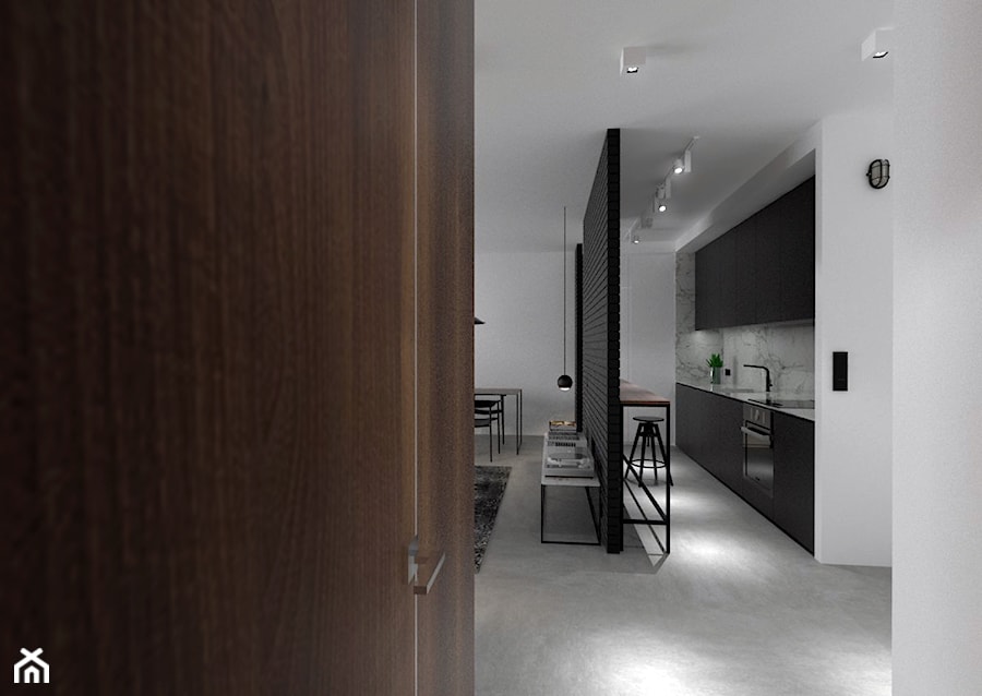 Mieszkanie w Gdańsku-styl minimalistyczny - Średni biały brązowy hol / przedpokój, styl minimalistyczny - zdjęcie od MUKA MARCIN KUPTEL