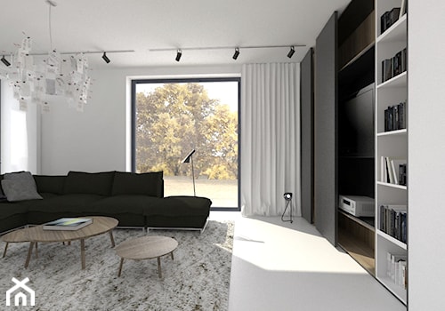 Apartament w Gdyni - Średni biały szary salon, styl minimalistyczny - zdjęcie od MUKA MARCIN KUPTEL