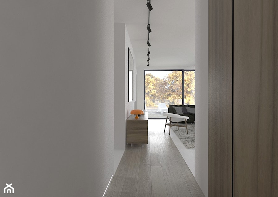 Apartament w Gdyni - Mały biały hol / przedpokój, styl minimalistyczny - zdjęcie od MUKA MARCIN KUPTEL