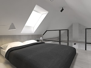 Adaptacja strychu-Gdańsk - Średnia biała sypialnia na poddaszu na antresoli, styl skandynawski - zdjęcie od MUKA MARCIN KUPTEL
