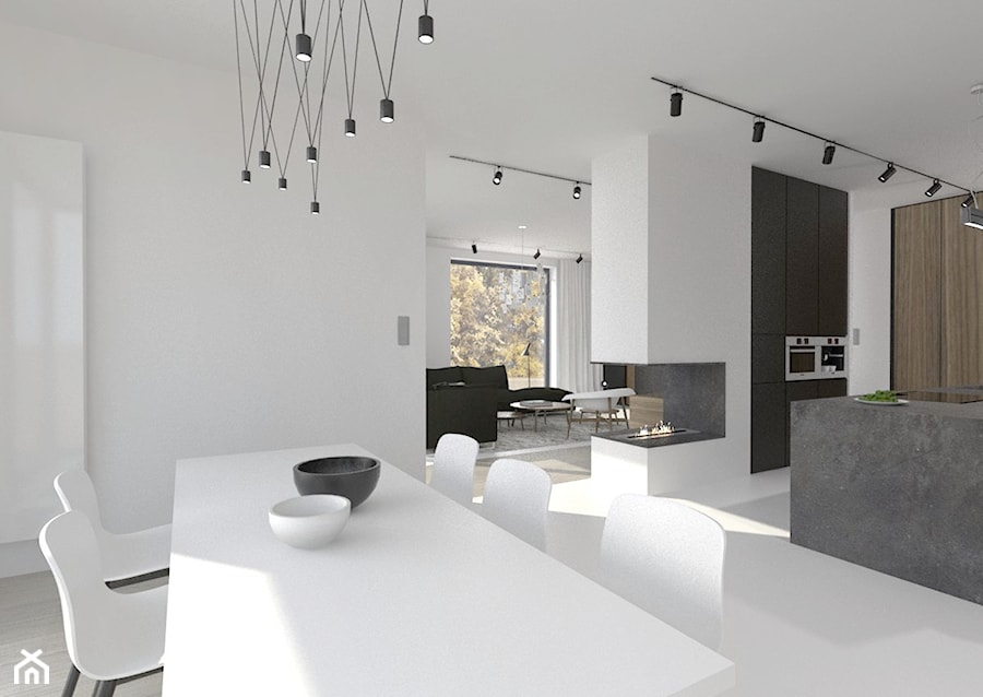 Apartament w Gdyni - Duża biała jadalnia w kuchni, styl minimalistyczny - zdjęcie od MUKA MARCIN KUPTEL