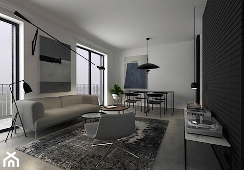 Mieszkanie w Gdańsku-styl minimalistyczny - Średni biały salon z jadalnią, styl minimalistyczny - zdjęcie od MUKA MARCIN KUPTEL