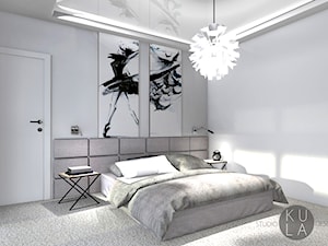 Projekt domu jednorodzinnego - Duża biała sypialnia, styl nowoczesny - zdjęcie od studio KULA design | Lublin