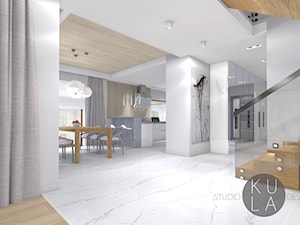 Projekt domu jednorodzinnego - Średnia biała jadalnia w kuchni, styl nowoczesny - zdjęcie od studio KULA design | Lublin