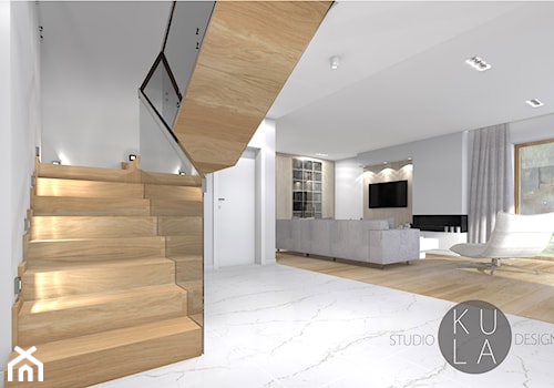 Projekt domu jednorodzinnego - Schody, styl nowoczesny - zdjęcie od studio KULA design | Lublin