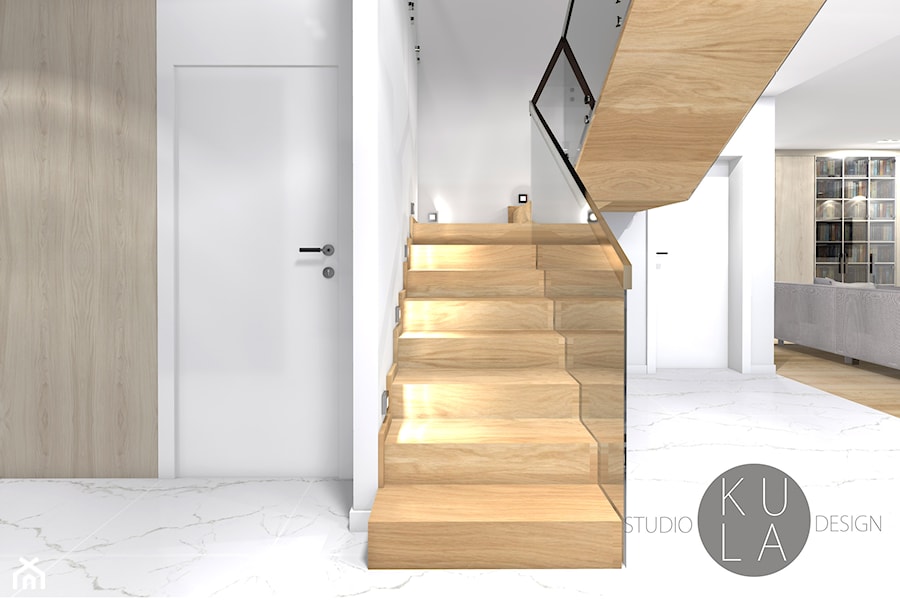 Projekt domu jednorodzinnego - Schody, styl nowoczesny - zdjęcie od studio KULA design | Lublin