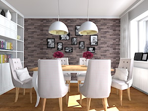Projekt domu jednorodzinnego - Średnia szara jadalnia jako osobne pomieszczenie, styl skandynawski - zdjęcie od studio KULA design | Lublin