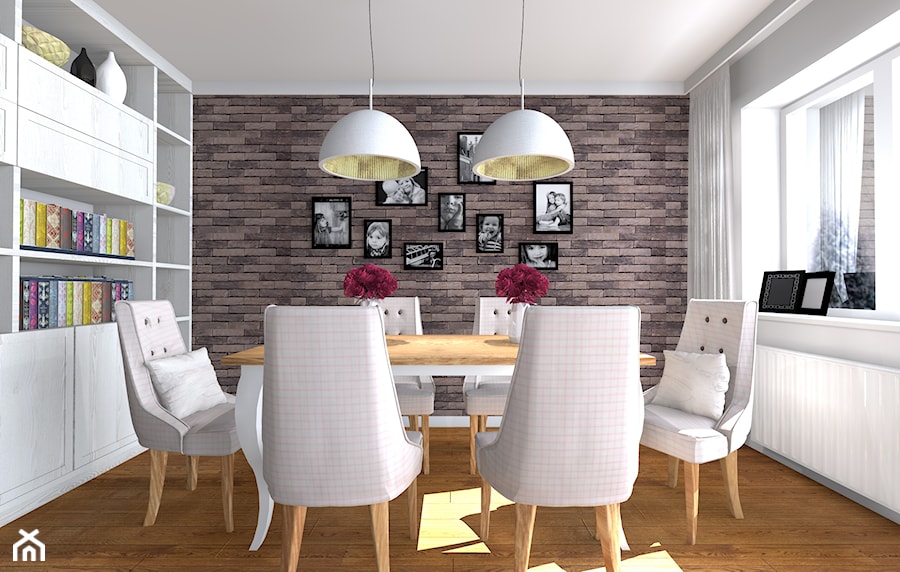 Projekt domu jednorodzinnego - Średnia szara jadalnia jako osobne pomieszczenie, styl skandynawski - zdjęcie od studio KULA design | Lublin