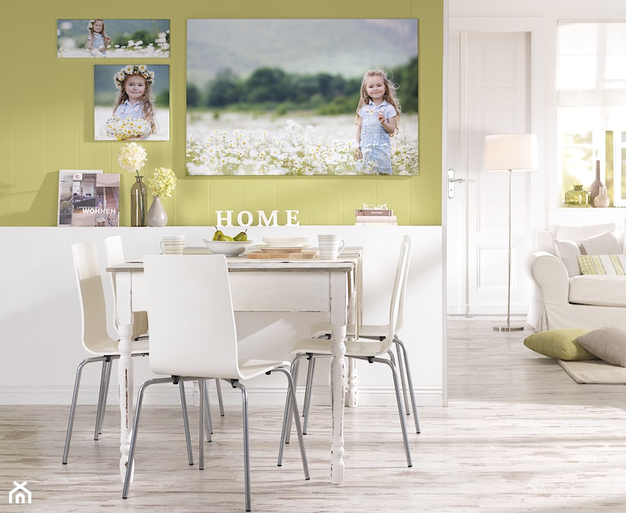 Cewe Fotoobrazy - Średnia biała zielona jadalnia jako osobne pomieszczenie, styl skandynawski - zdjęcie od CEWE - Twój Świat Fotografii