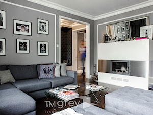 147m2 francuskiej ELEGANCJI - Mały szary salon, styl glamour - zdjęcie od TiM Grey Projektowanie Wnętrz