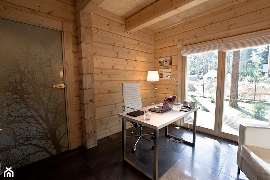 Nowoczesny Dom z finskiego bala - Średnie z sofą biuro, styl skandynawski - zdjęcie od TiM Grey Projektowanie Wnętrz