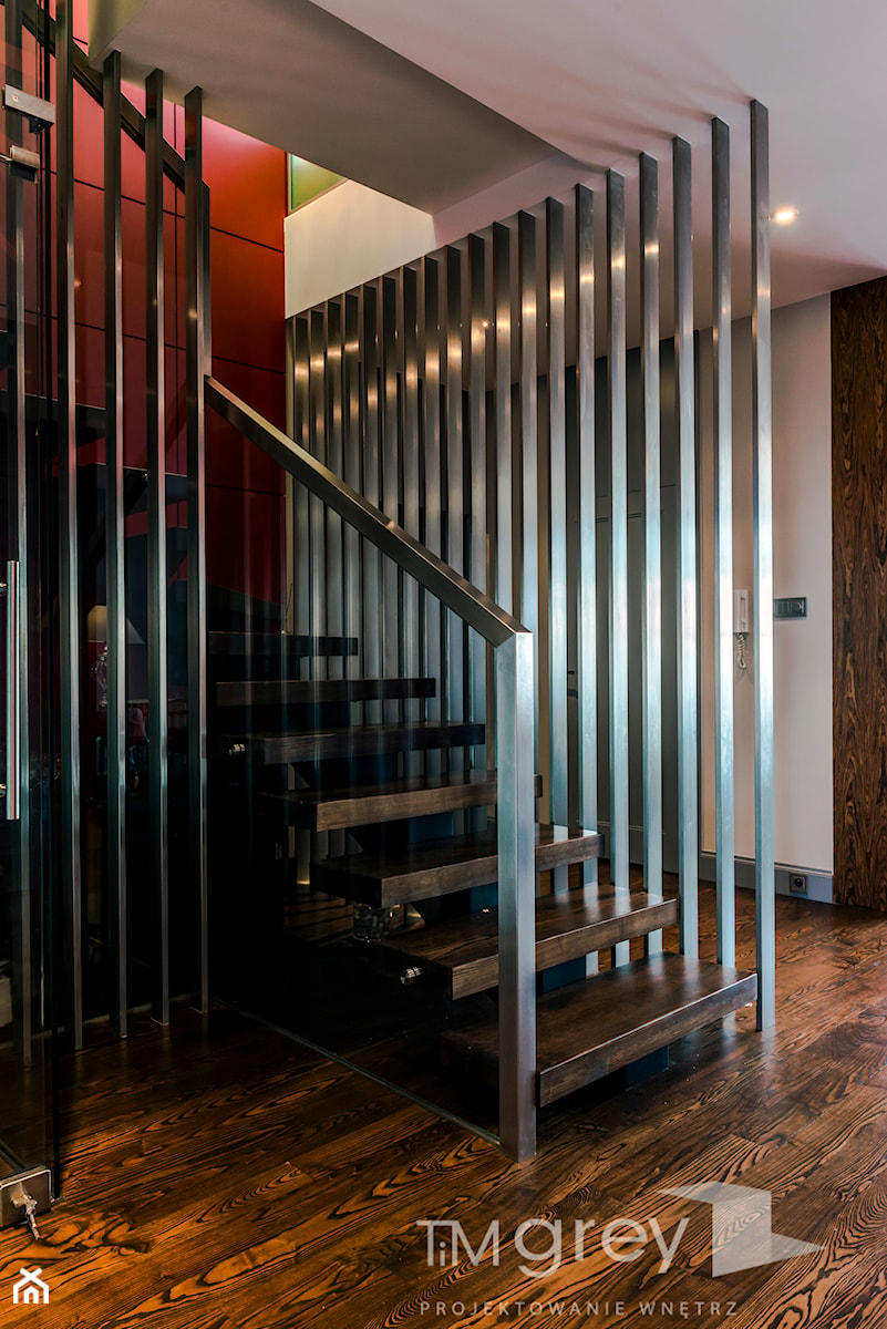 Eklektyczny Apartament w Warszawie - Hol / przedpokój, styl nowoczesny - zdjęcie od TiM Grey Projektowanie Wnętrz