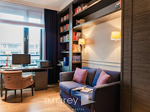 Nowojorski Apartament - Średnie z sofą beżowe biuro, styl glamour - zdjęcie od TiM Grey Projektowanie Wnętrz