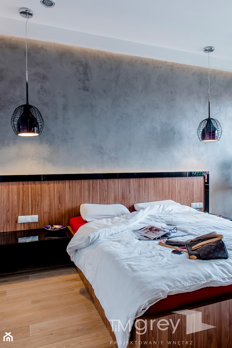 Hoża - Warszawa - Średnia szara sypialnia, styl nowoczesny - zdjęcie od TiM Grey Projektowanie Wnętrz