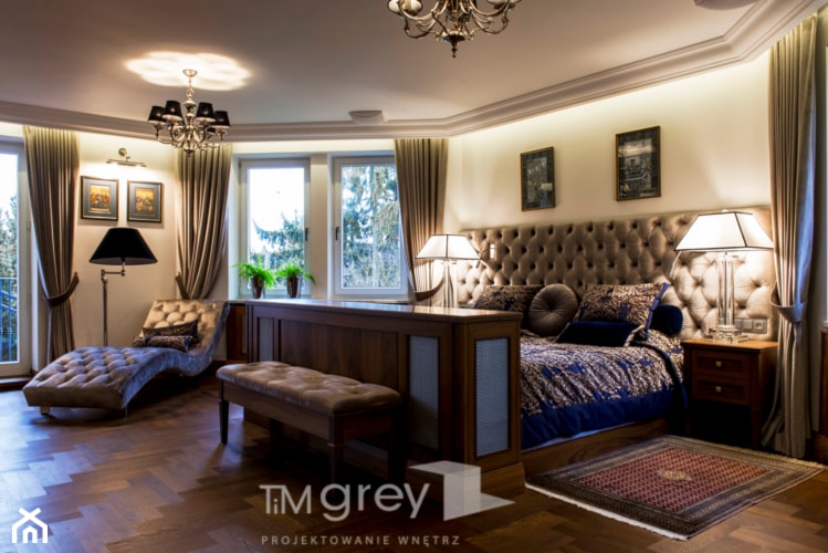 300m2 Klasycznej Elegancji - Duża beżowa sypialnia, styl tradycyjny - zdjęcie od TiM Grey Projektowanie Wnętrz