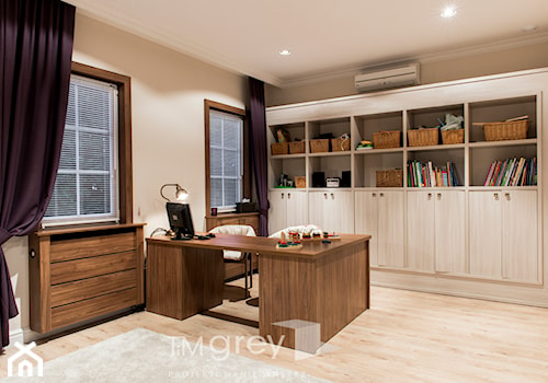 Klasyczne 230m2 - Duże beżowe biuro, styl tradycyjny - zdjęcie od TiM Grey Projektowanie Wnętrz