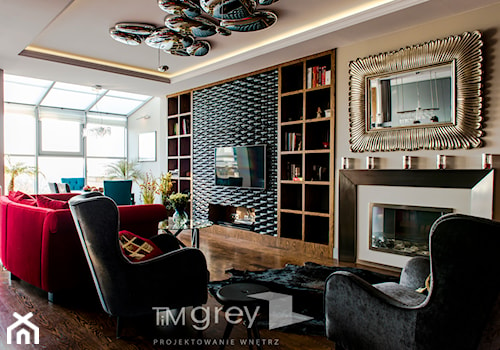 Eklektyczny Apartament w Warszawie - Średni salon, styl nowoczesny - zdjęcie od TiM Grey Projektowanie Wnętrz