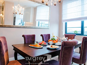 Nowojorski Apartament - Średnia beżowa jadalnia jako osobne pomieszczenie, styl glamour - zdjęcie od TiM Grey Projektowanie Wnętrz