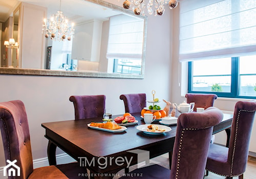 Nowojorski Apartament - Średnia beżowa jadalnia jako osobne pomieszczenie, styl glamour - zdjęcie od TiM Grey Projektowanie Wnętrz