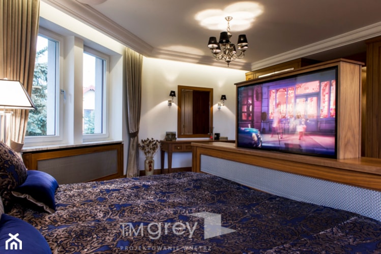 300m2 Klasycznej Elegancji - Średnia szara sypialnia, styl tradycyjny - zdjęcie od TiM Grey Projektowanie Wnętrz