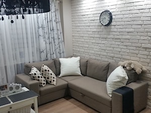 Metamorfoza mieszkania 47m 2 nad Wisłą - Mały biały salon, styl tradycyjny - zdjęcie od spietrus