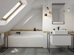 Łazienka w stylu eco - Mała na poddaszu z lustrem łazienka z oknem, styl skandynawski - zdjęcie od BLU Salony Łazienek