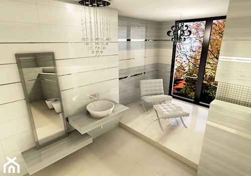 Azario Avaberdeen - Duża na poddaszu z lustrem łazienka z oknem, styl nowoczesny - zdjęcie od BLU Salony Łazienek