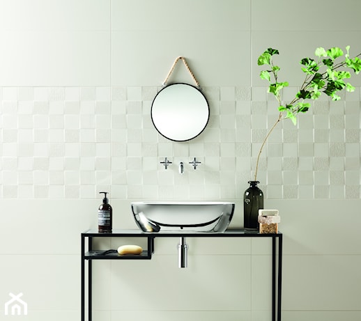 Geometryczne płytki w minimalistycznym wydaniu, czyli oryginalny detal w nowoczesnej łazience