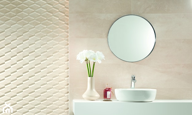 płytki w geometryczne wzory w minimalistycznej łazience