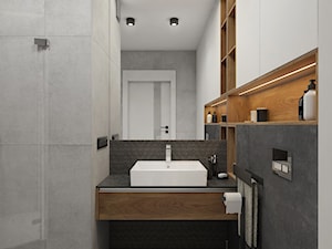 PS | 3 - Średnia bez okna z lustrem z punktowym oświetleniem łazienka, styl nowoczesny - zdjęcie od PS.STUDIO