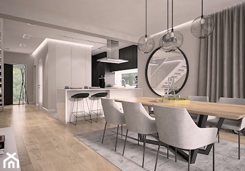 Nowoczesne wnętrze - Duża biała jadalnia w kuchni, styl nowoczesny - zdjęcie od MINIFORM - studio architektury wnętrz Aleksandra Patora