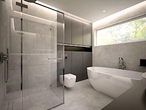 Łazienka - Średnia na poddaszu z lustrem łazienka z oknem, styl minimalistyczny - zdjęcie od MINIFORM - studio architektury wnętrz Aleksandra Patora