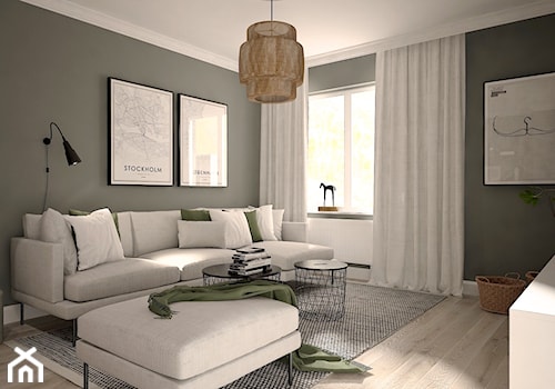 Mieszkanie w stylu skandynawskim - Średni biały szary salon, styl skandynawski - zdjęcie od MINIFORM - studio architektury wnętrz Aleksandra Patora