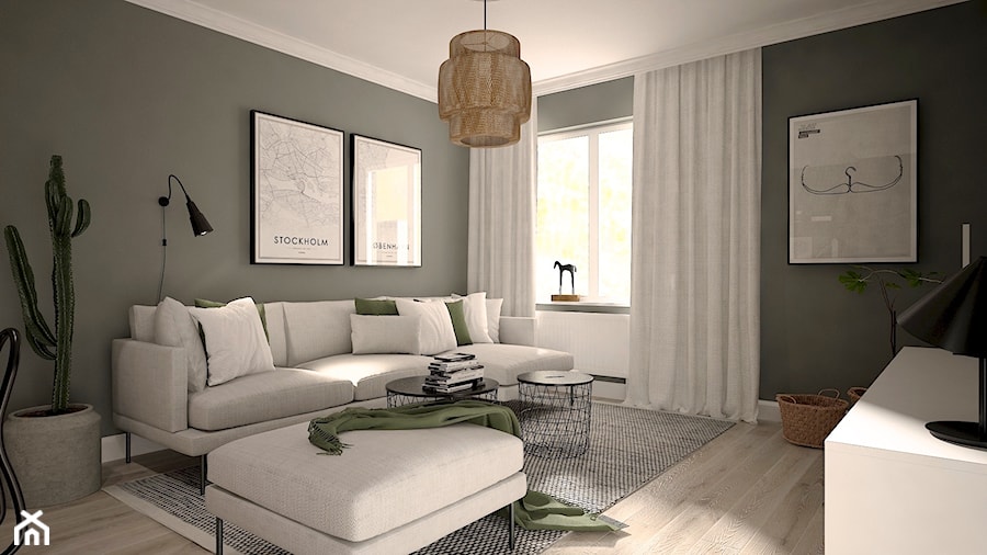 Mieszkanie w stylu skandynawskim - Średni biały szary salon, styl skandynawski - zdjęcie od MINIFORM - studio architektury wnętrz Aleksandra Patora
