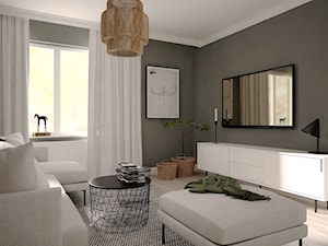 Mieszkanie w stylu skandynawskim - Średni czarny salon, styl skandynawski - zdjęcie od MINIFORM - studio architektury wnętrz Aleksandra Patora