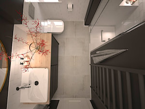 Mieszkanie w stylu skandynawskim - Mała na poddaszu bez okna z lustrem łazienka, styl skandynawski - zdjęcie od MINIFORM - studio architektury wnętrz Aleksandra Patora