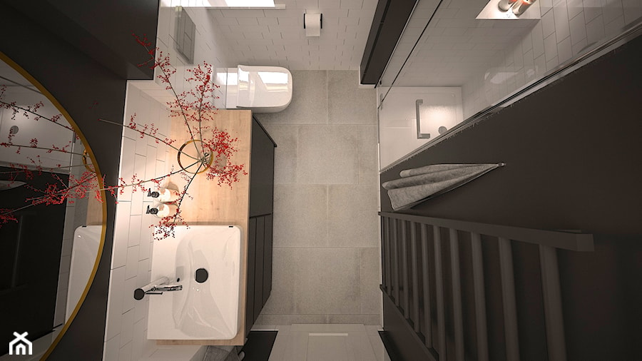 Mieszkanie w stylu skandynawskim - Mała na poddaszu bez okna z lustrem łazienka, styl skandynawski - zdjęcie od MINIFORM - studio architektury wnętrz Aleksandra Patora