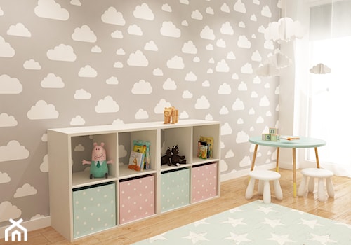 Dom pod Warszawą - Mały biały szary pokój dziecka dla dziecka dla dziewczynki, styl nowoczesny - zdjęcie od COMFY LIFE